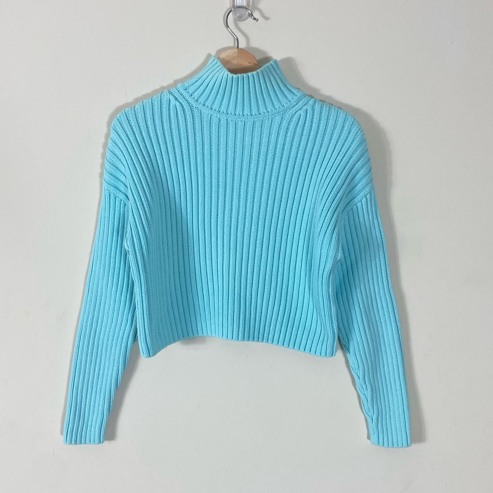 & OTHER STORIES Chunky Ribbed Turtleneck Sweater in Light Blue - XS - Picture 13 of 15